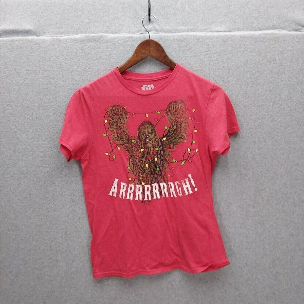 Star Wars Chewbacca T-Shirt Small Christmas Lights Red Heather